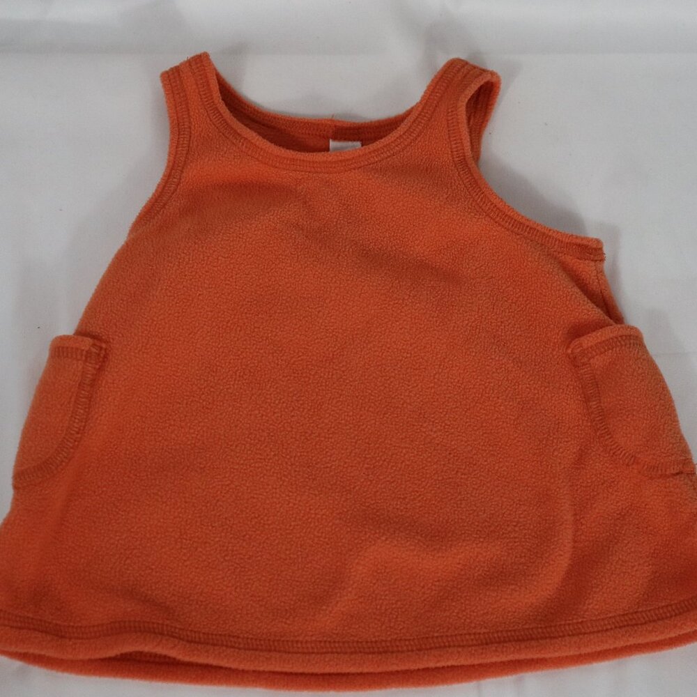 Lands' End Baby Girls 0-3 Month Orange Fleece Jumper Dress Thanksgiving